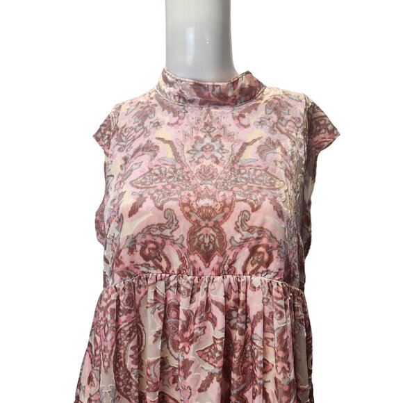Free People Velvet Mini Dress In Petal Combo Size S NWT - Picture 2 of 16